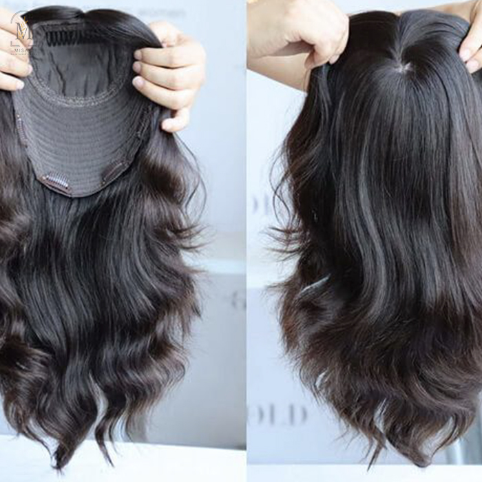Natural-looking hair patch for women covering crown hair loss