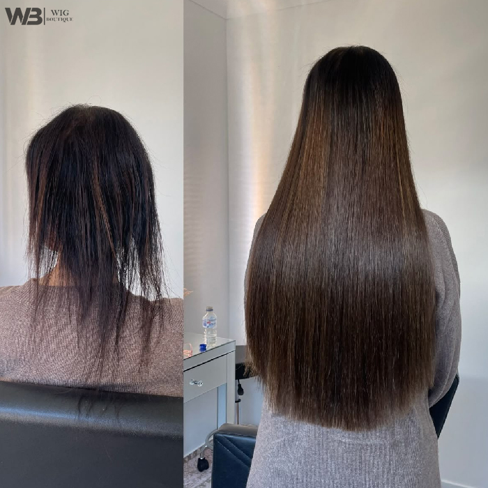 Wig hair extensions adding natural length and volume to hair