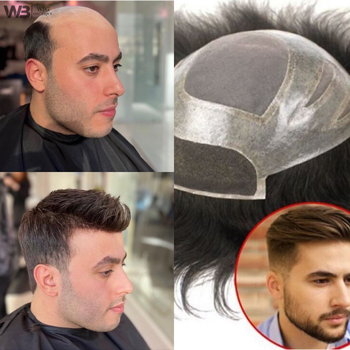 Man wearing a natural human hair wig from Wig Boutique Official Delhi