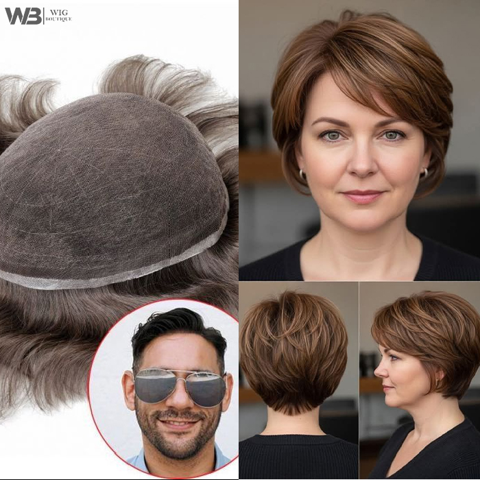 Human hair wig for women with natural volume